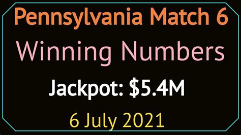 pennsylvania lottery daily number|winning match 6 numbers pa.